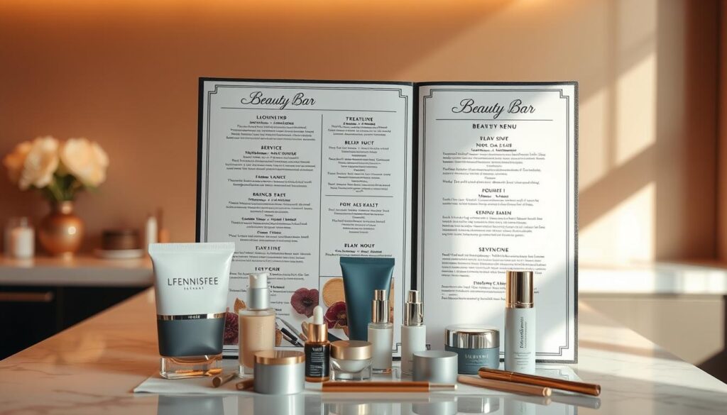 beauty bar menu